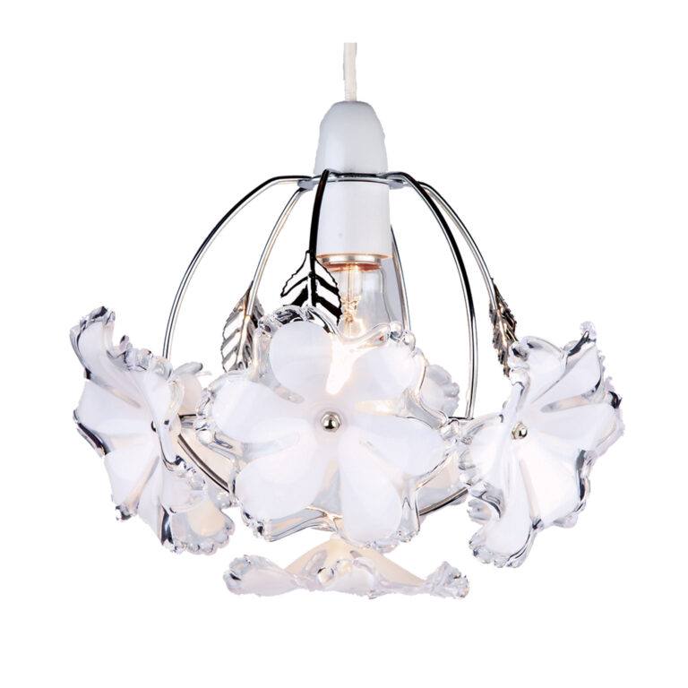 Easy Fit Flower Ceiling Pendant Shade Chrome Frame