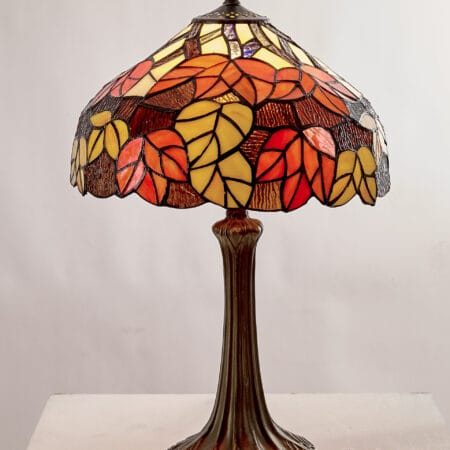 Red & Orange Maple Leaf Tiffany Table Lamp