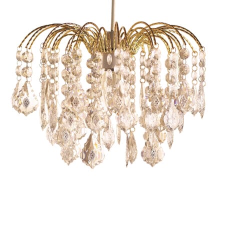 LA11L - 37cm 4 Tier Acrylic Fountain Easy Fit Gold Shade Chandelier