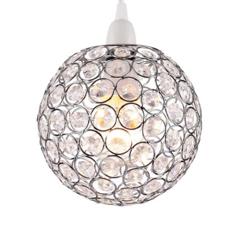 Sphere Pendant Light Shade Clear Jewels with Silver Wire and Chrome Frame