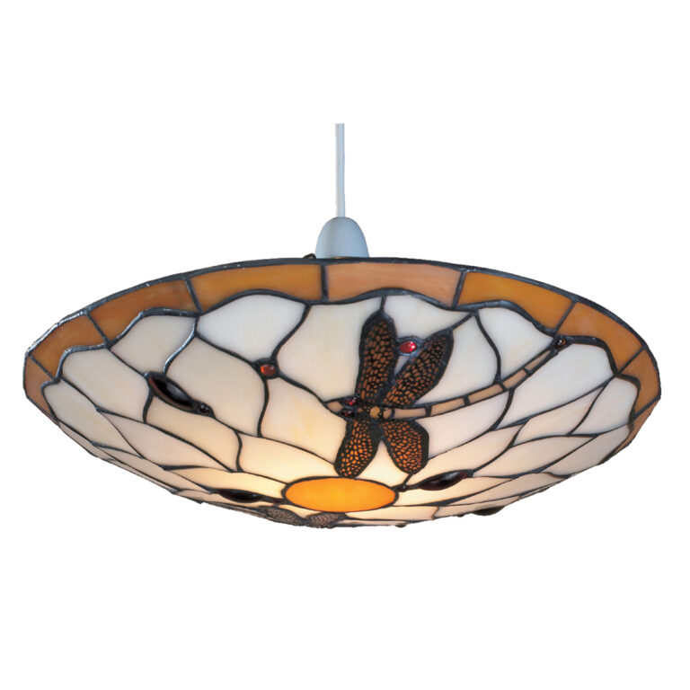 14 inch Brown and Beige Tiffany Dragonfly EasyFit Uplighter