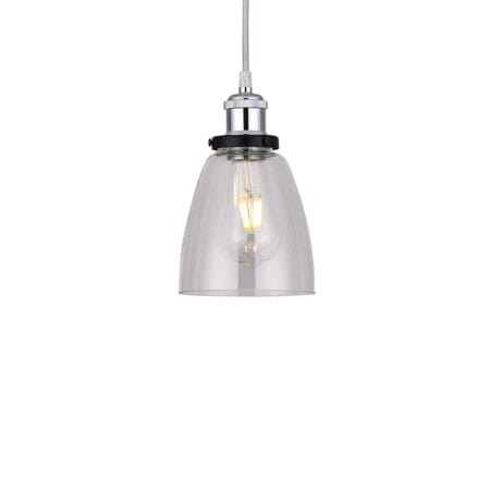 Vintage EasyFit Clear Glass Tulip Lampshade Pendant with E27 shade ring (Glass Shade Only)