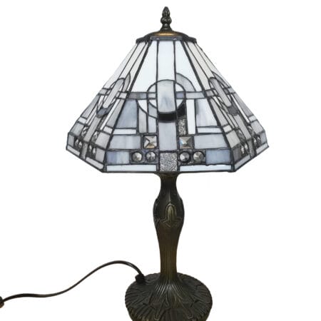 TIFFANY 12 INCH AZTEC GREY GEOMETRIC LAMP