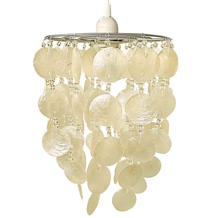10' Diameter Natural Shell Mobile Lampshade Pendant - Great for Bedrooms, Hallways and Living Rooms