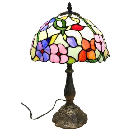 12' Blue and Pink Spring Flower Tiffany Table Lamp